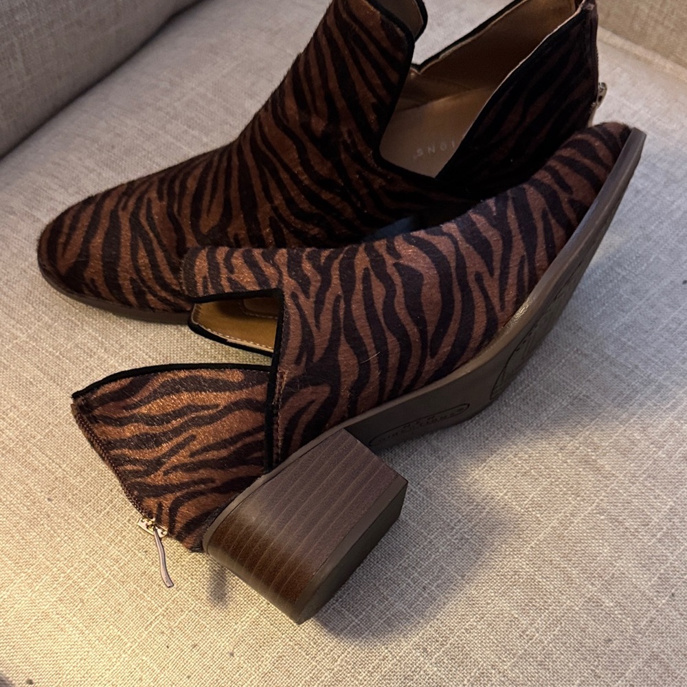 New Directions Brown Animal Print Ankle Boots